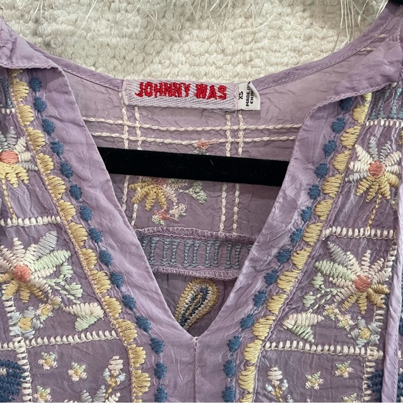 Johnny Was Paise Blouse Lavender Purple with Embroidering - Picture 6 of 12